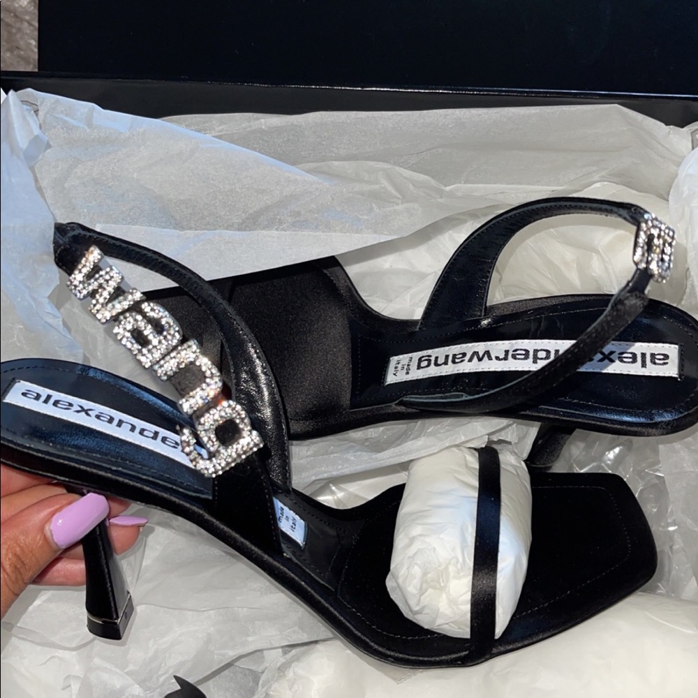 Alexander Wang black satin ivy heeled sandal
